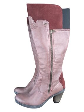 Atrai Tall Leather Whimsical Boots Burgundy Mauve Made In Portugal EU 40 9/9.5